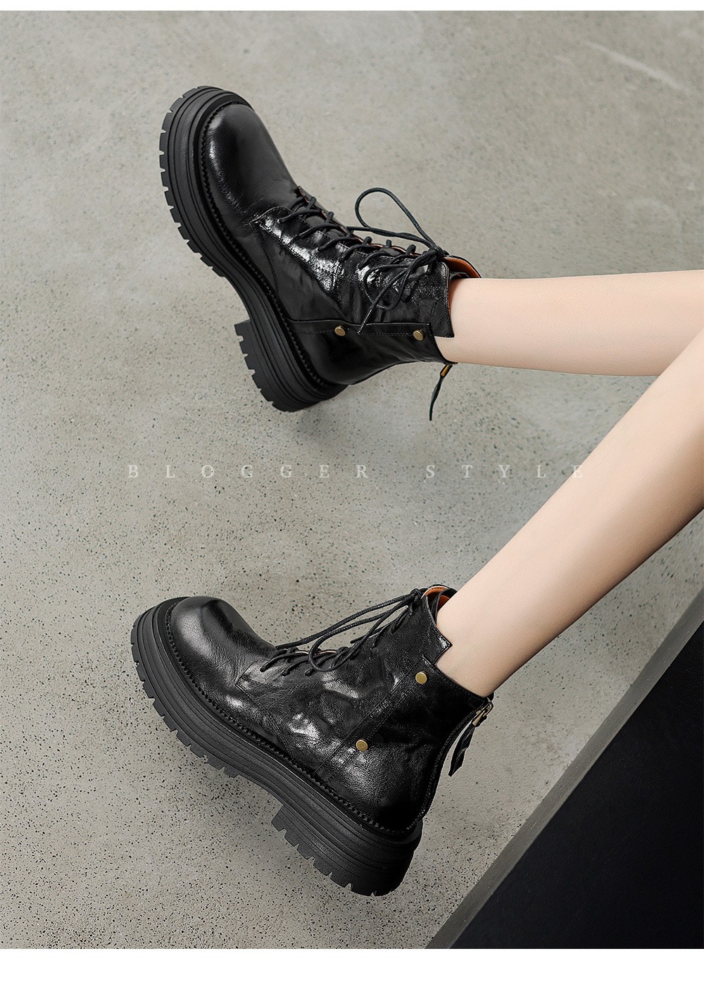 Women's Retro Leather Platform Martin Boots 2025 Women