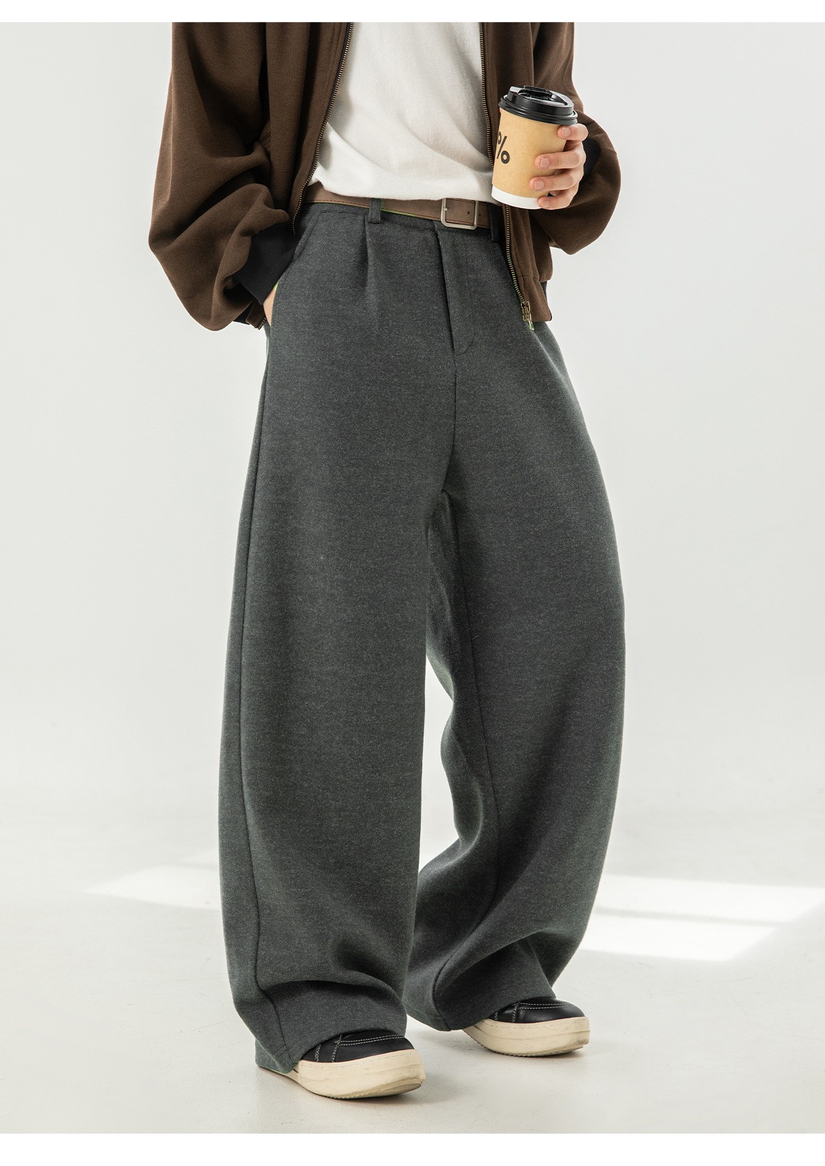 Men’s 360g Heavy Wool Blend Casual Straight Pants