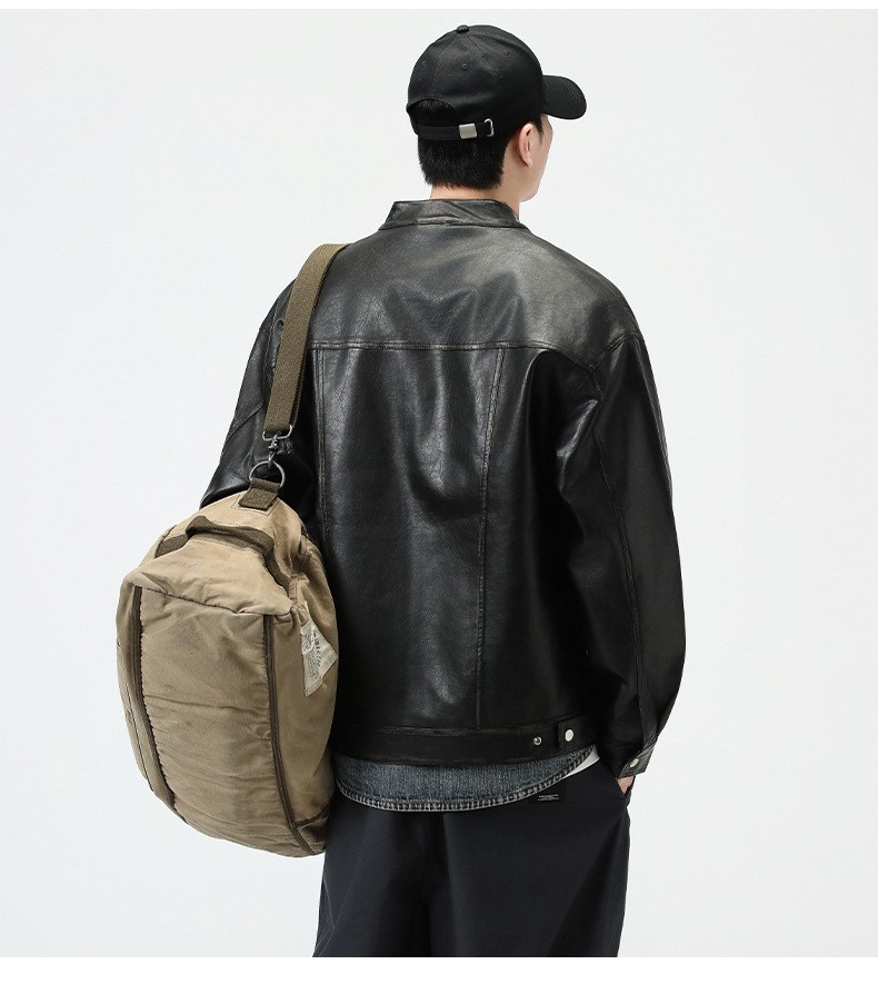 Retro PU Leather Aviator Biker Jacket for Men