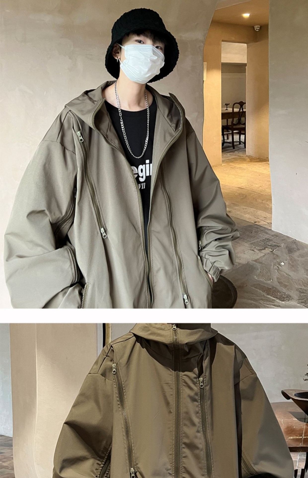 Unisex Waterproof Hooded Outdoor Jacket for Spring & Fall