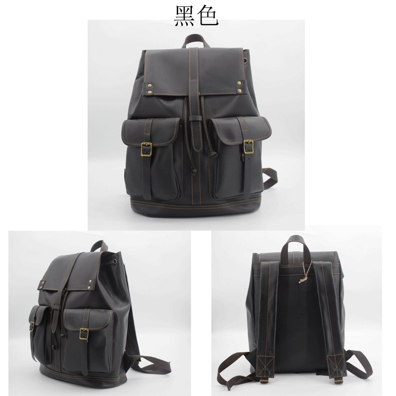 Vintage Handmade Crazy Horse Leather Backpack 14