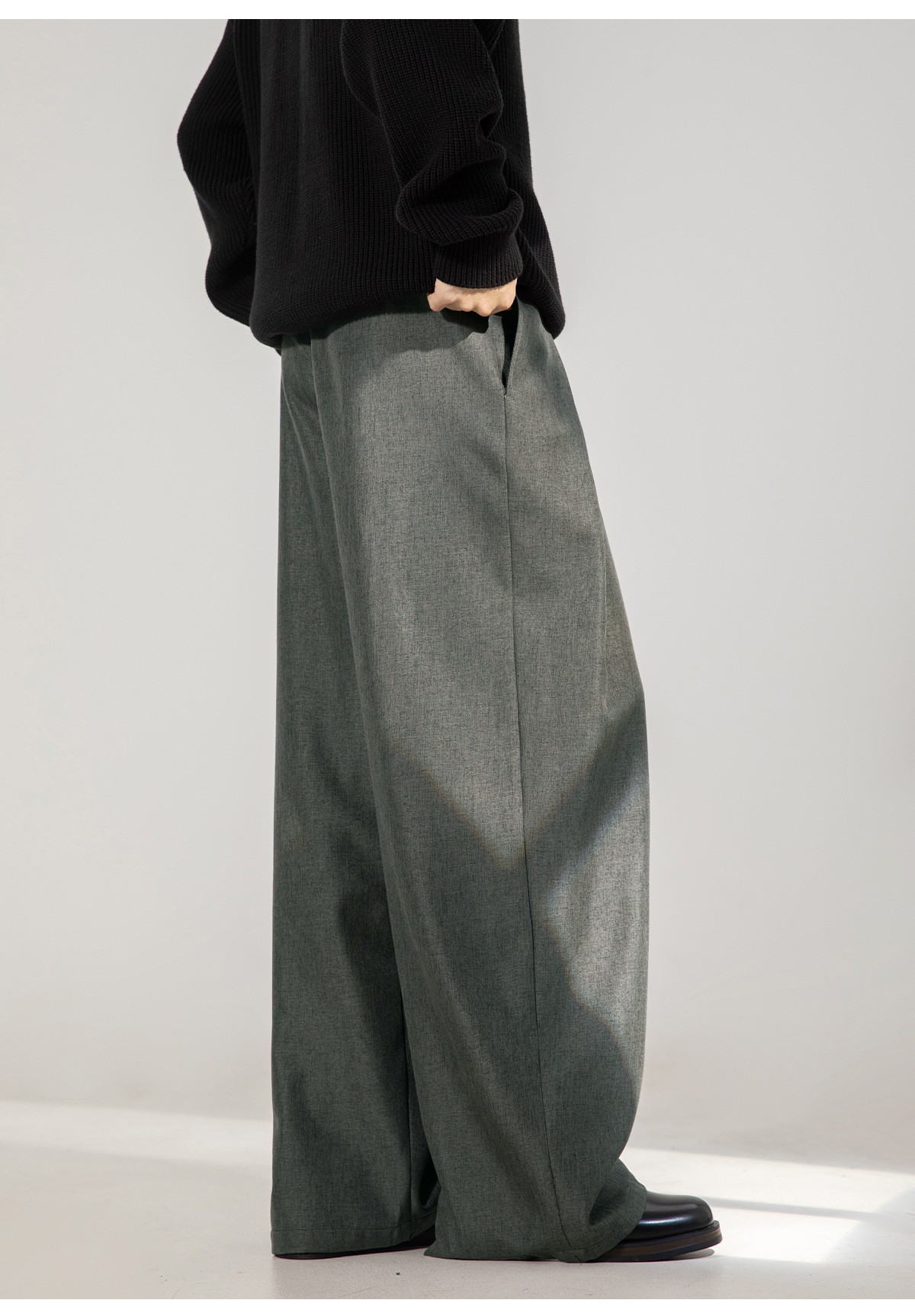 Men's Pleated Wide-Leg Casual Trousers for Autumn Men