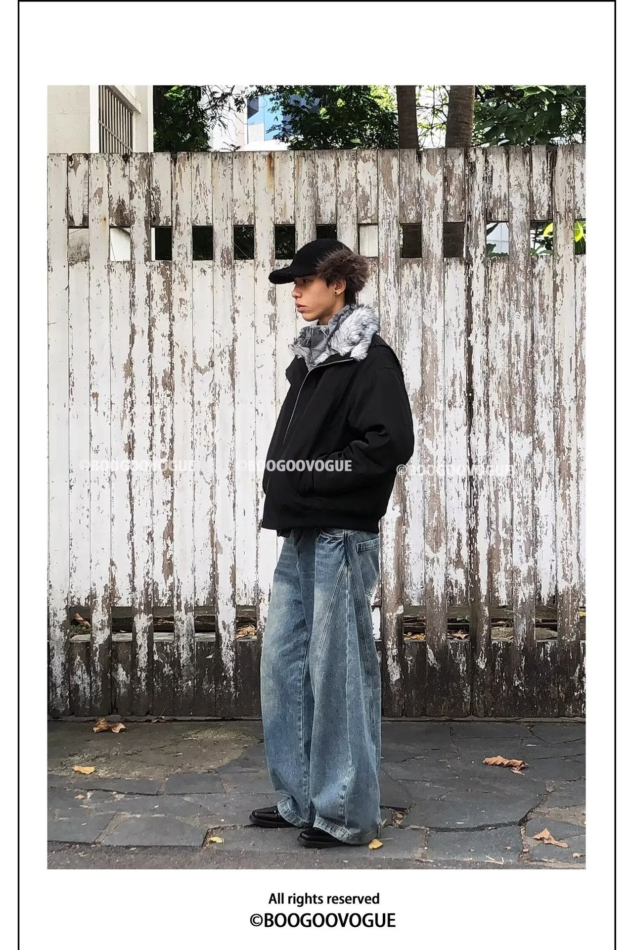 Vintage Cotton Padded Hooded Jacket with Removable Fur Collar Vintage Cotton Padded Hooded Jacket with Removable Fur Collar