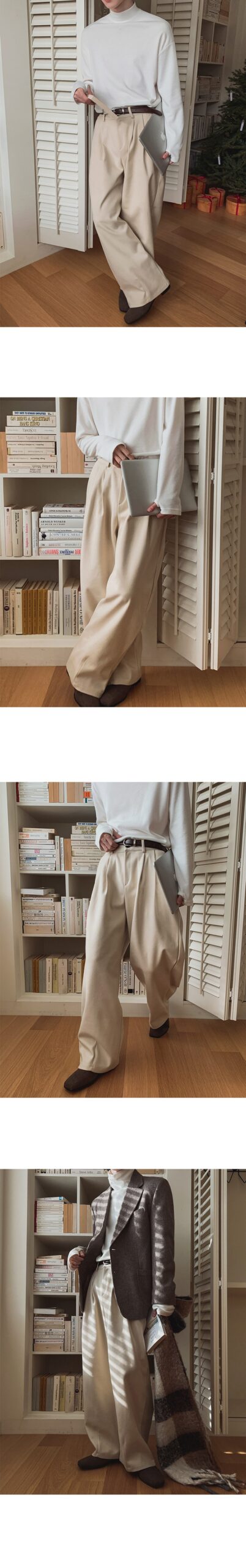 MYQ Retro Wide-Leg Warm Winter Suit Pants MYQ Retro Wide-Leg Warm Winter Suit Pants