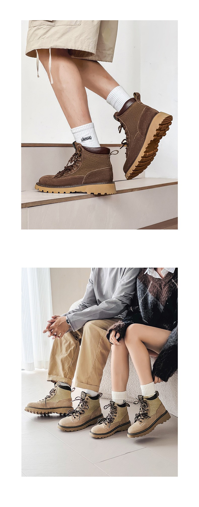 Unisex Classic Mid-Calf Leather Martin Boots