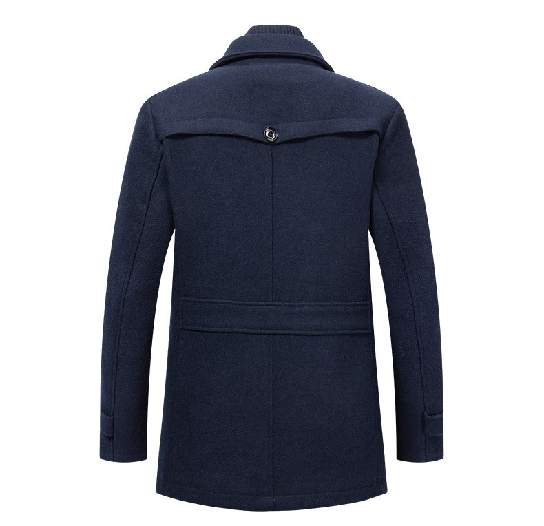 Men's Wool Blend Double Collar Business Overcoat Men