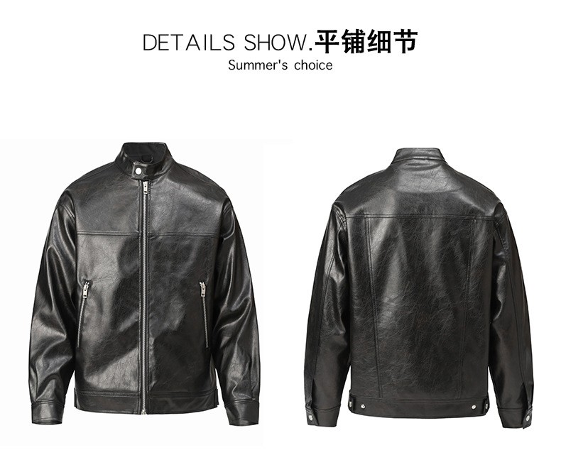 Retro PU Leather Aviator Biker Jacket for Men