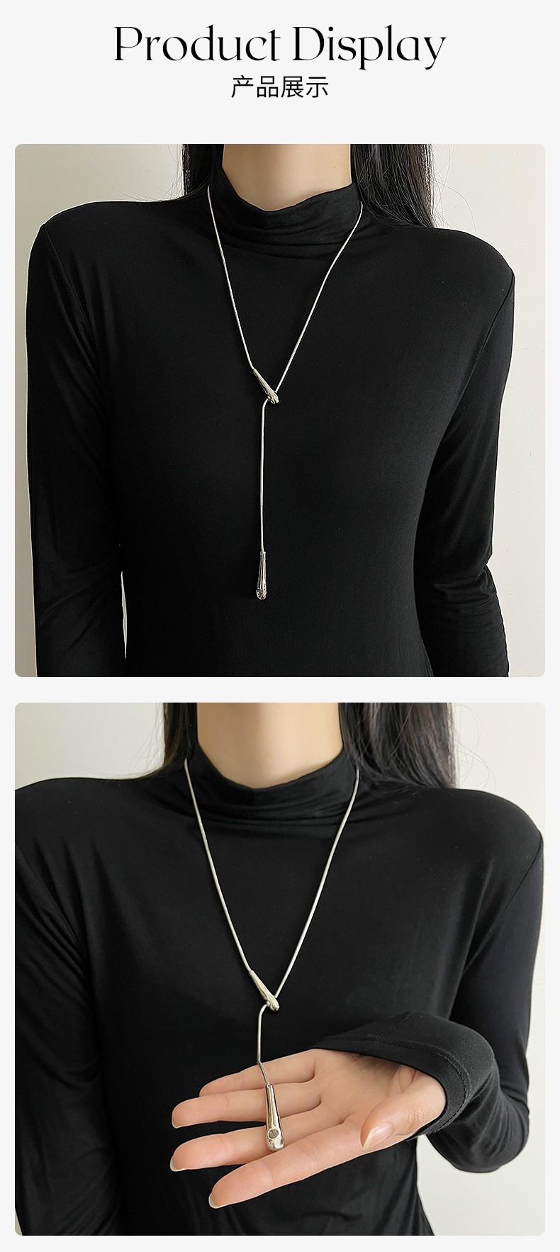 Luxury Minimalist Snake Bone Chain Teardrop Pendant Necklace Luxury Minimalist Snake Bone Chain Teardrop Pendant Necklace