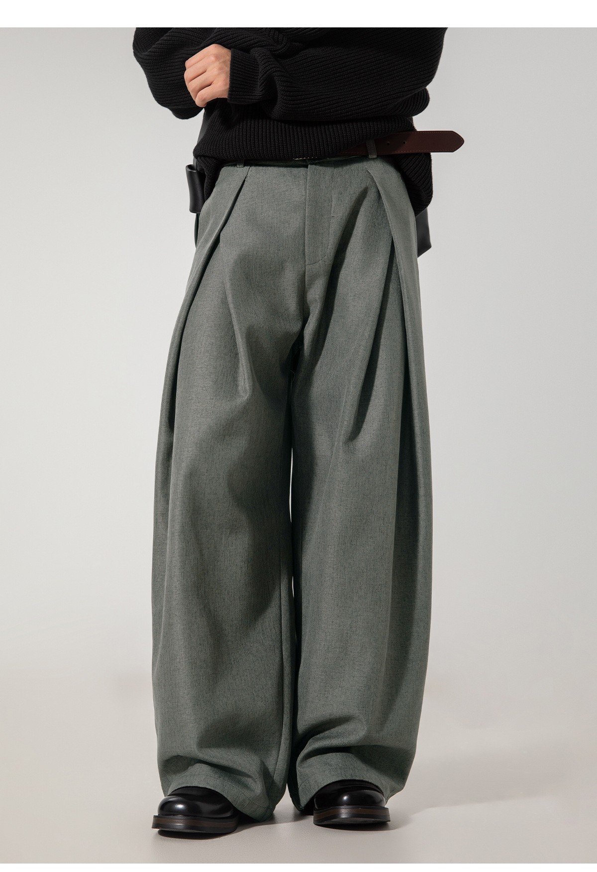 Men's Pleated Wide-Leg Casual Trousers for Autumn Men