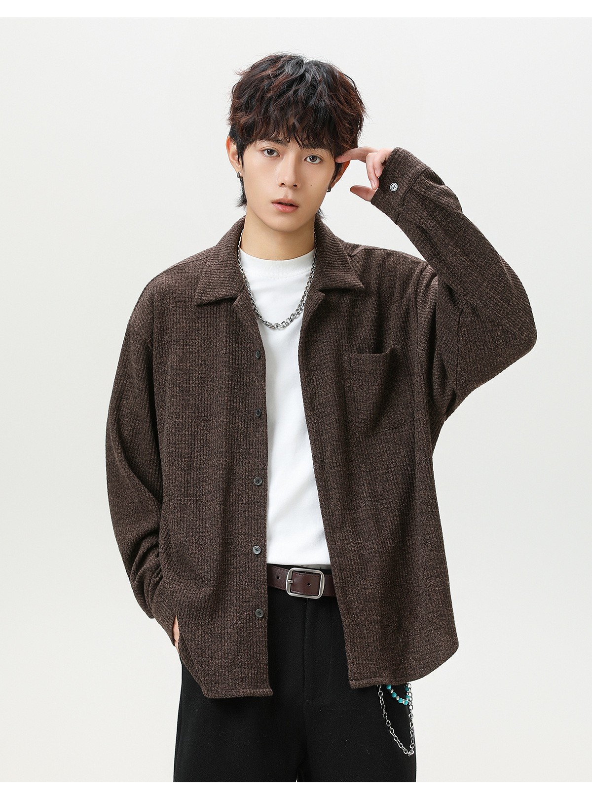 Retro Cuban Collar Long Sleeve Shirt Jacket Retro Cuban Collar Long Sleeve Shirt Jacket