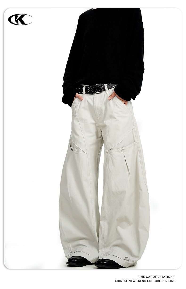 11KN Vintage Straight-Leg Multi-Pocket Cargo Pants