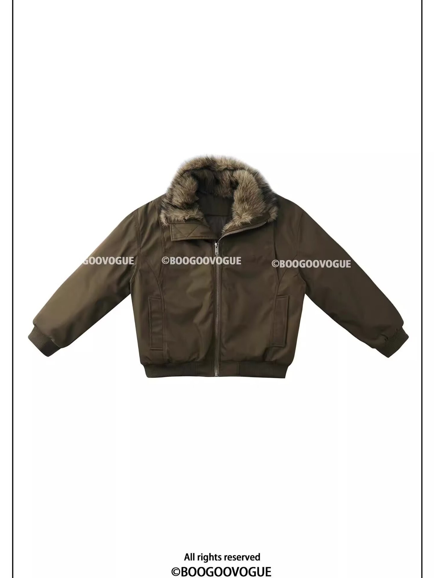 Vintage Cotton Padded Hooded Jacket with Removable Fur Collar Vintage Cotton Padded Hooded Jacket with Removable Fur Collar