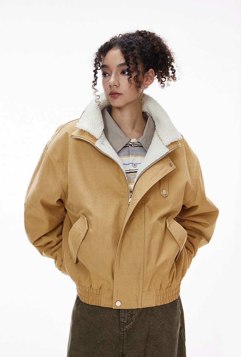 Inflation Detachable Collar Colorblock Cotton Jacket Inflation Detachable Collar Colorblock Cotton Jacket