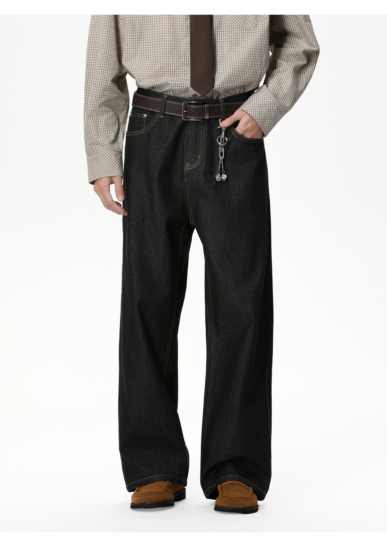 MTLCLOTHES Relaxed Wide-Leg Denim Jeans for Men