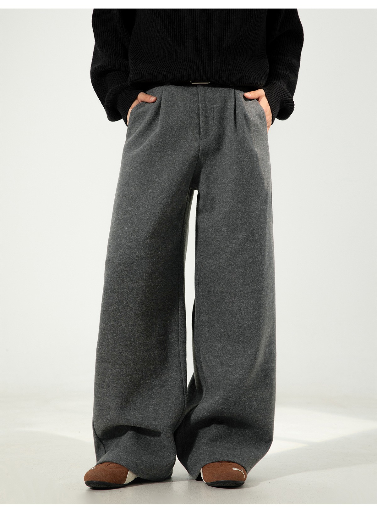 Men’s 360g Heavy Wool Blend Casual Straight Pants
