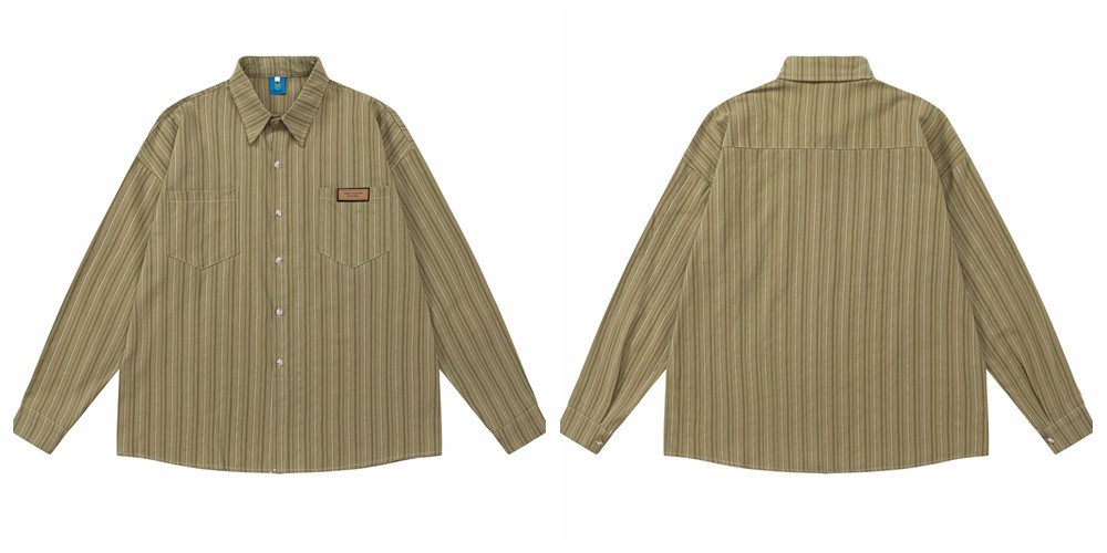 Vintage Floral Striped Cotton Blend Shirt with Tie