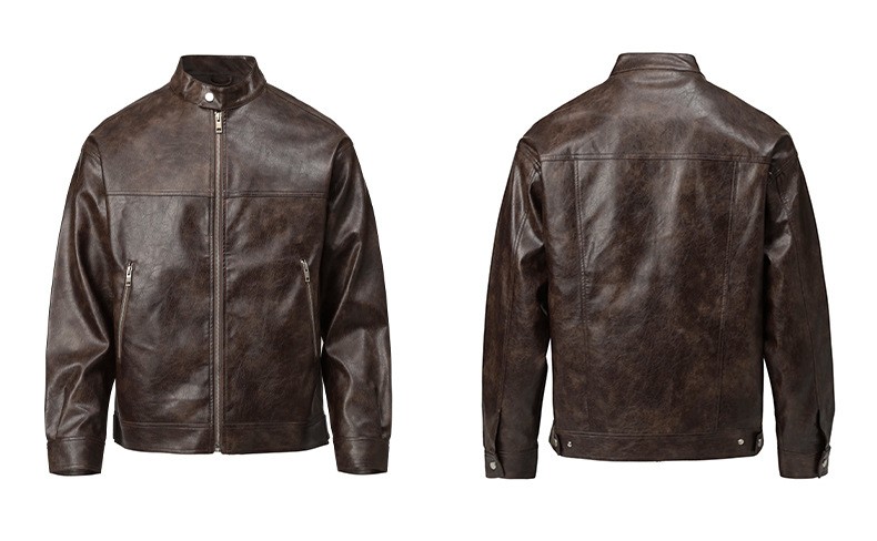 Retro PU Leather Aviator Biker Jacket for Men