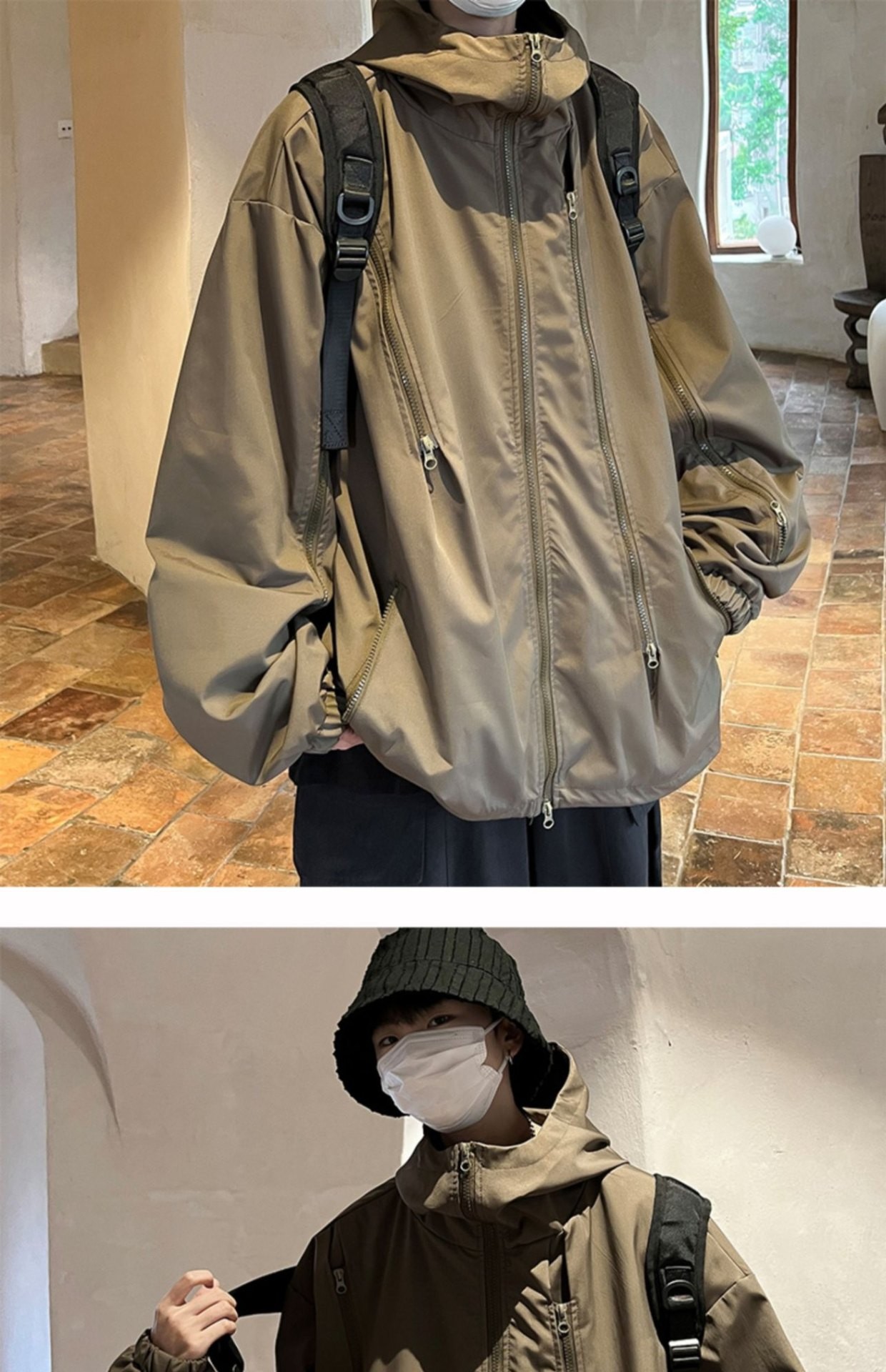 Unisex Waterproof Hooded Outdoor Jacket for Spring & Fall