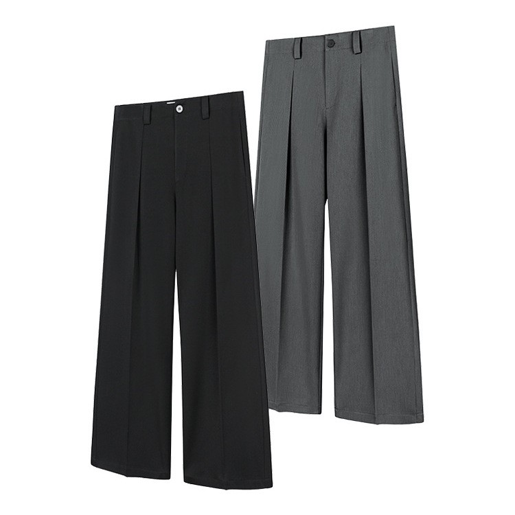 JTFS Relaxed Pleated Wide-Leg Casual Trousers