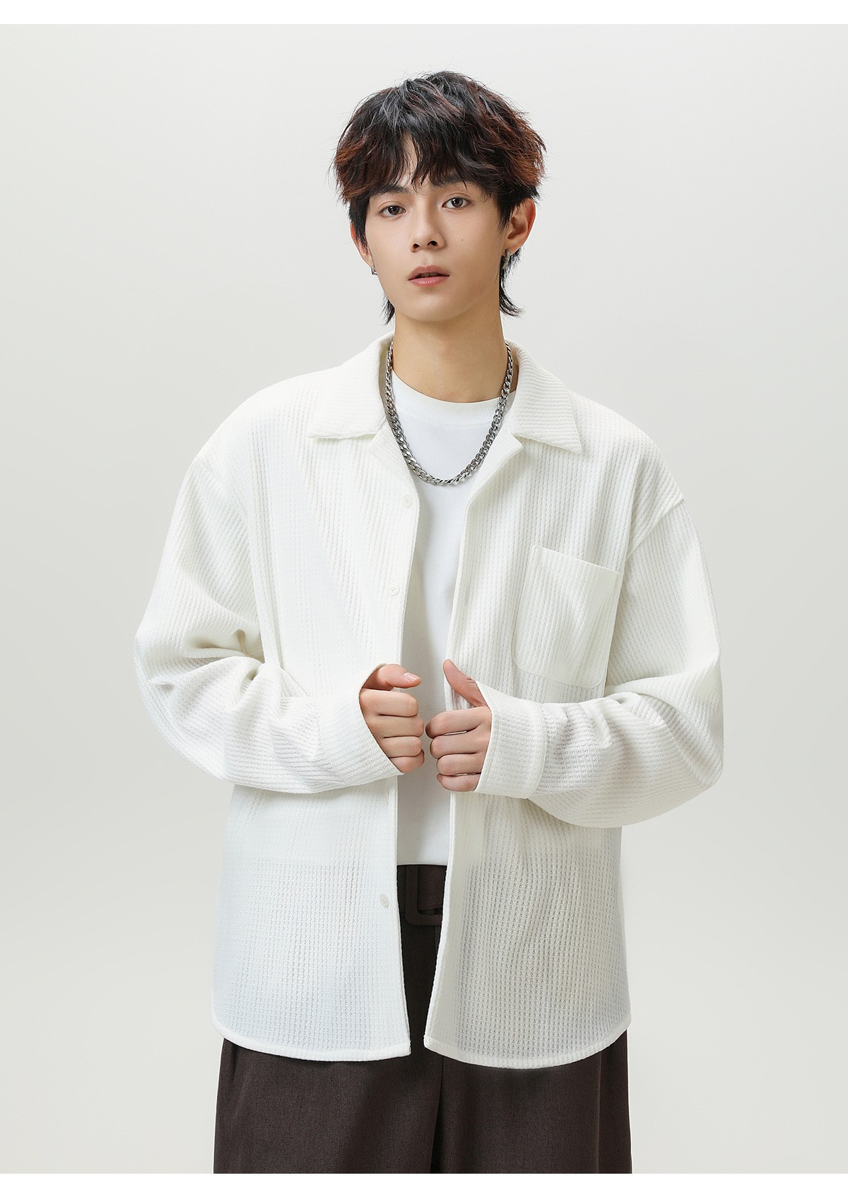 Retro Cuban Collar Long Sleeve Shirt Jacket Retro Cuban Collar Long Sleeve Shirt Jacket