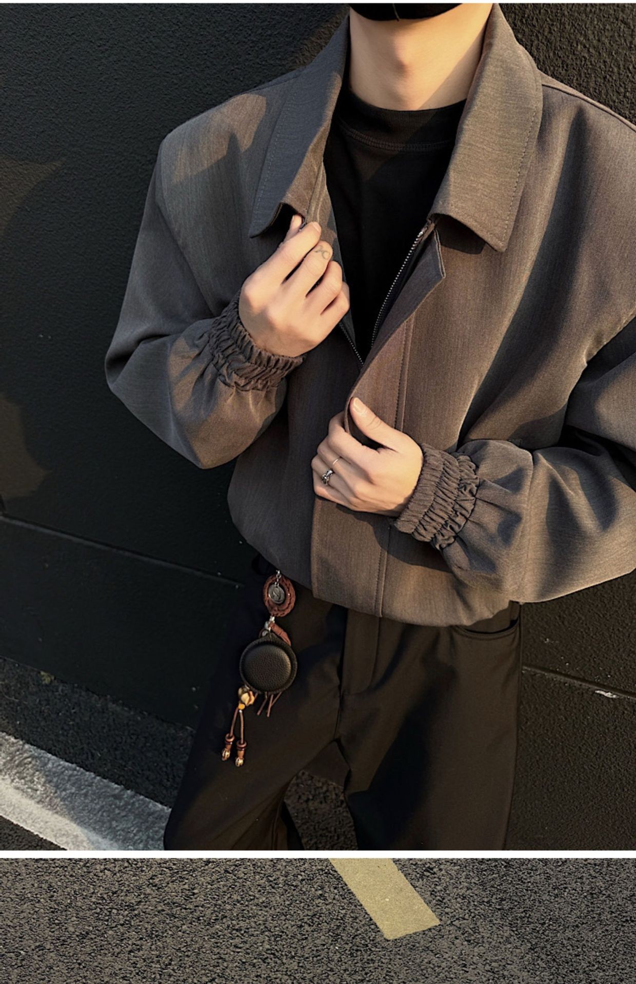 Men's Cleanfit Collared Shoulder-Pad Jacket Spring Autumn Men