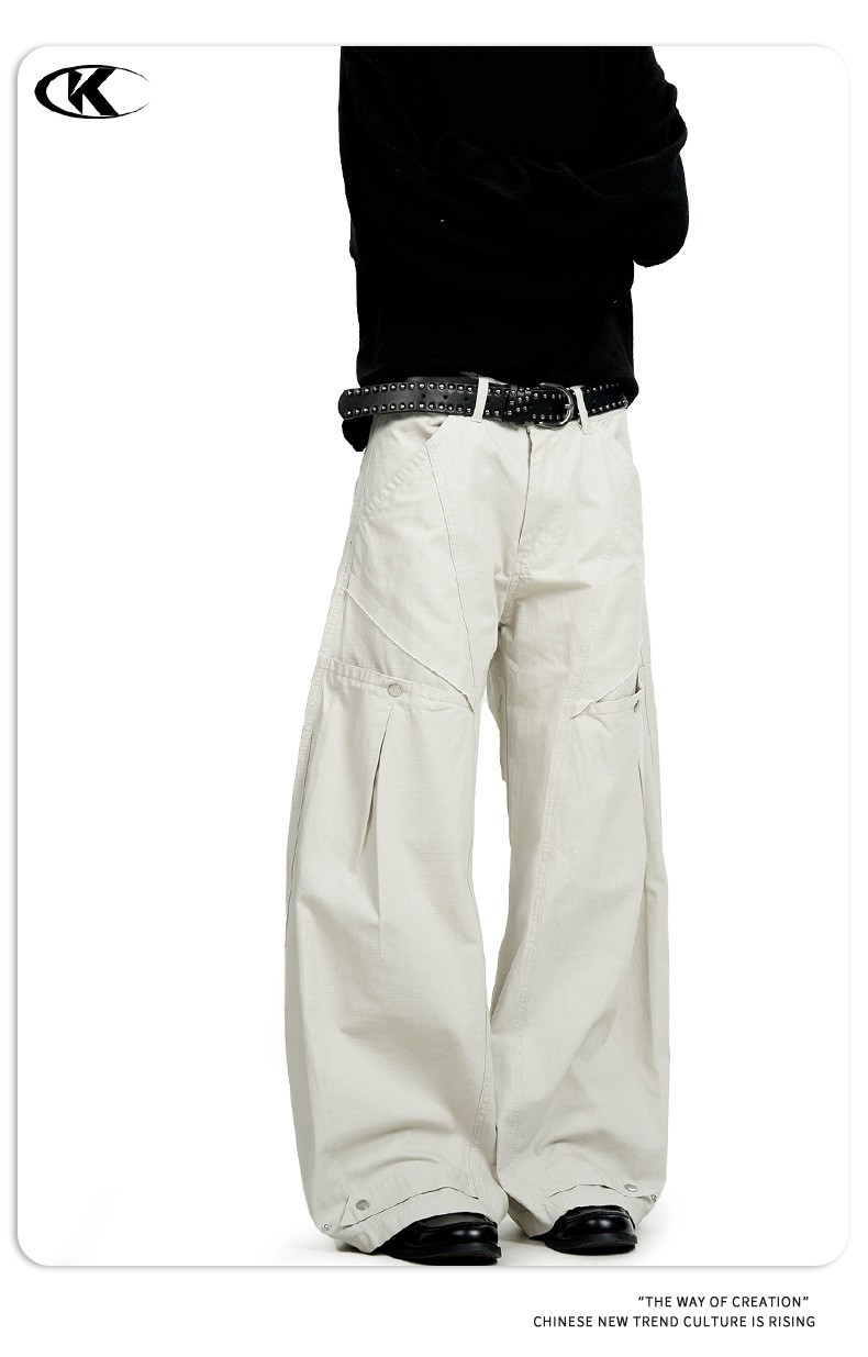 11KN Vintage Straight-Leg Multi-Pocket Cargo Pants