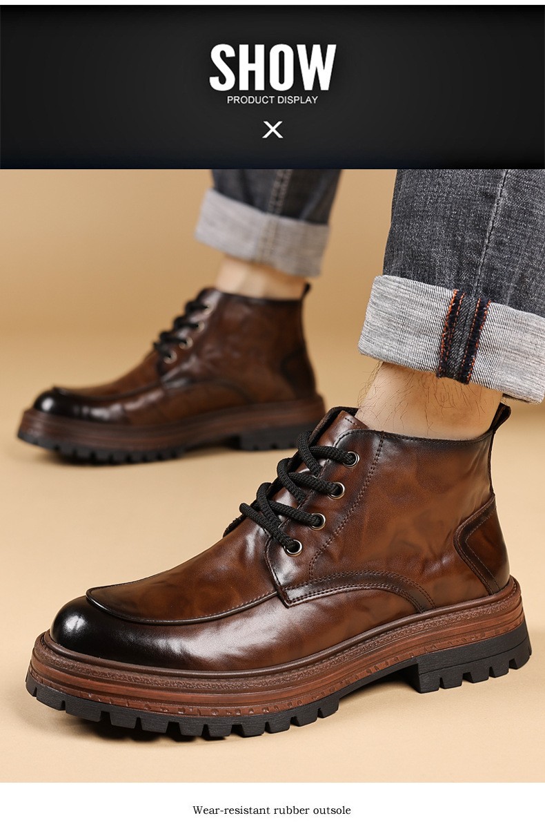 2025 Men’s Mid-Calf Insulated Fashion Leather Boots