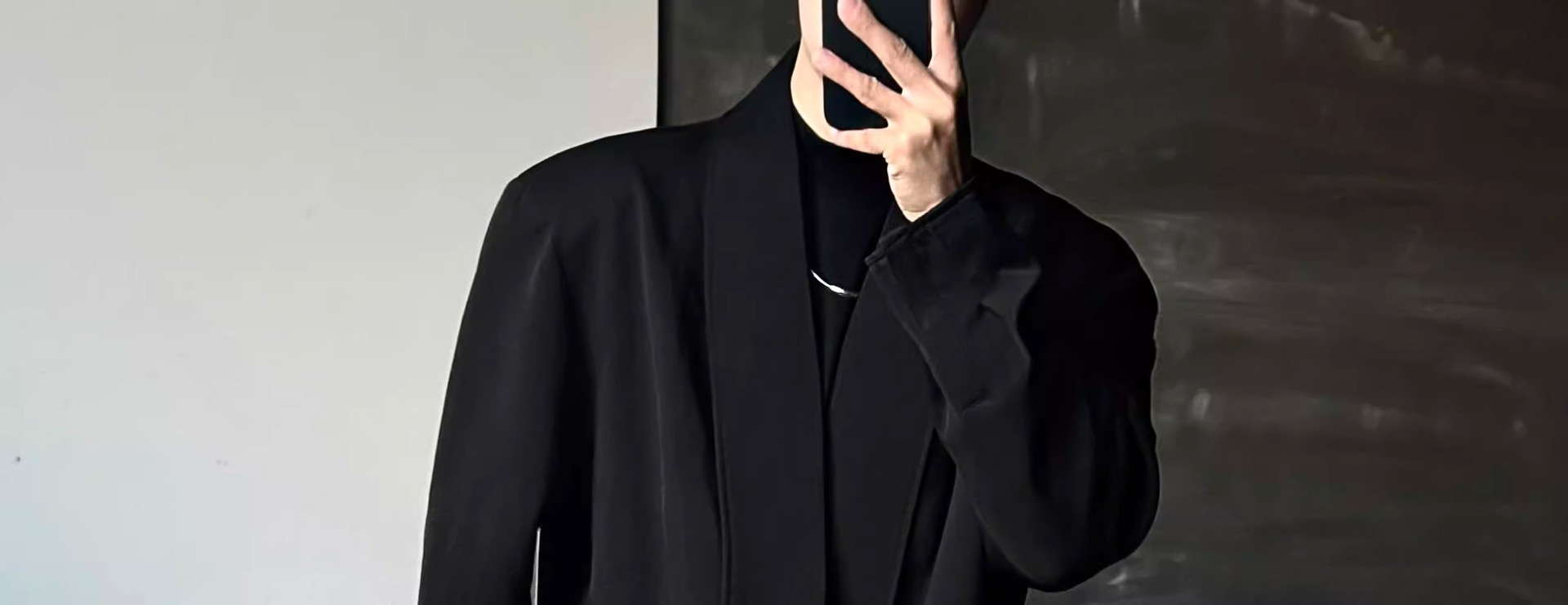 Black Collarless Casual Blazer for Men