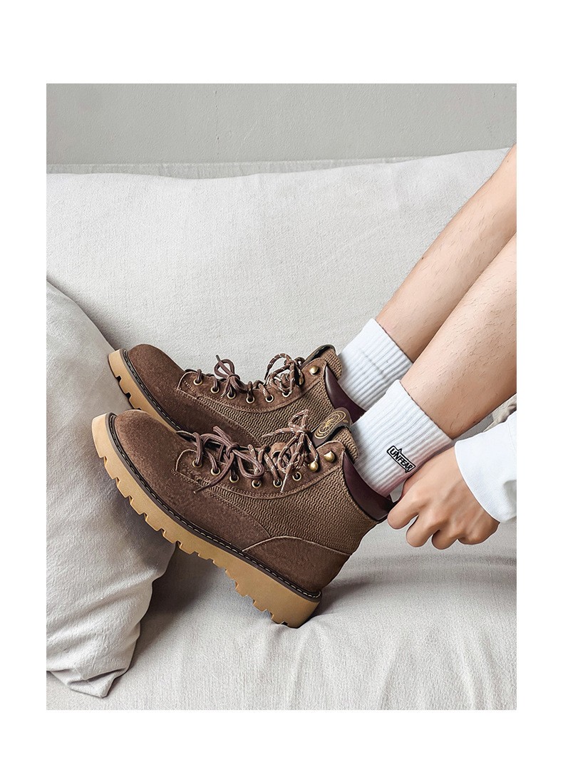 Unisex Classic Mid-Calf Leather Martin Boots