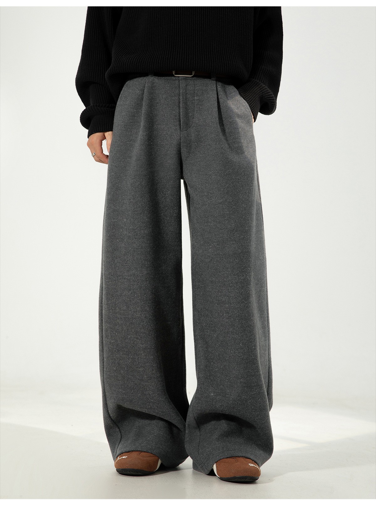 Men’s 360g Heavy Wool Blend Casual Straight Pants