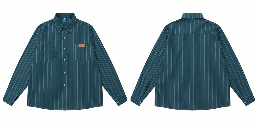 Vintage Floral Striped Cotton Blend Shirt with Tie