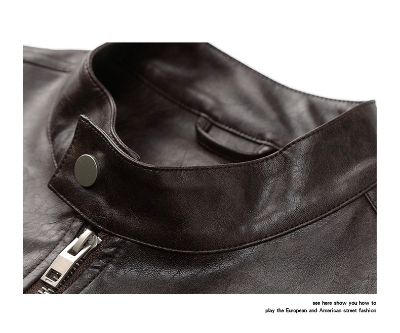 Retro PU Leather Aviator Biker Jacket for Men