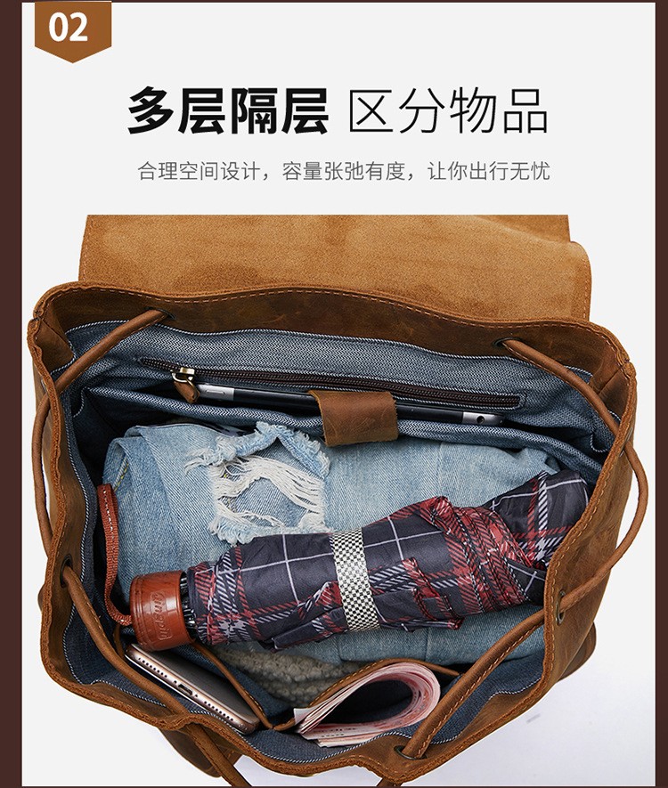 Vintage Handmade Crazy Horse Leather Backpack 14