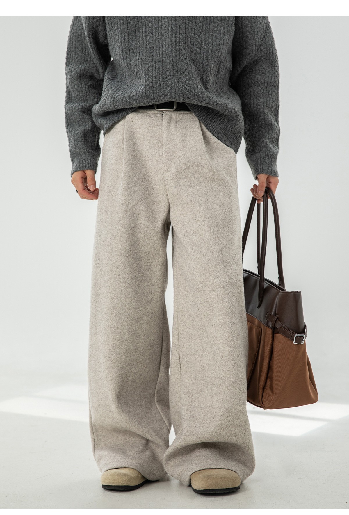 Men’s 360g Heavy Wool Blend Casual Straight Pants