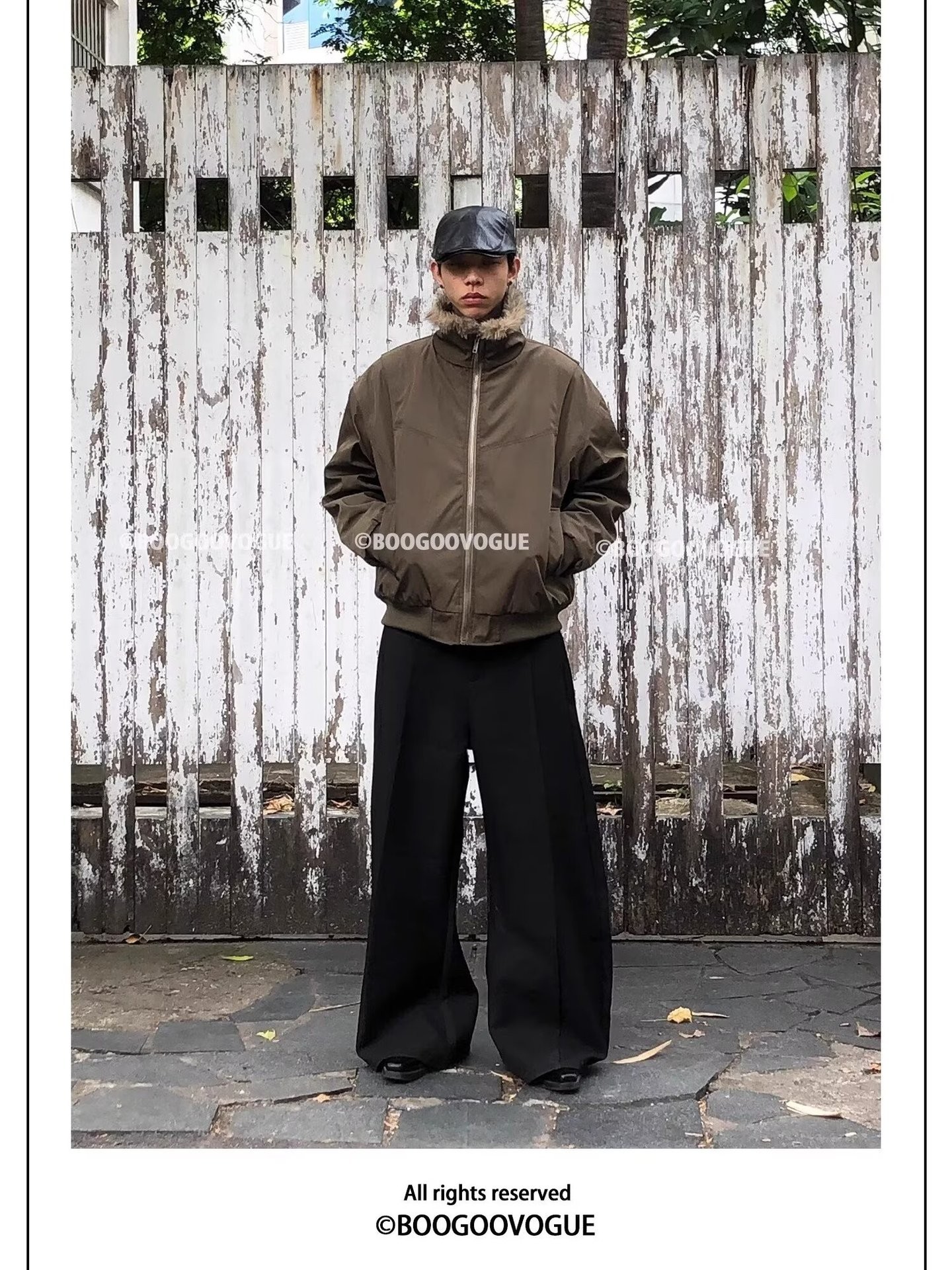 Vintage Cotton Padded Hooded Jacket with Removable Fur Collar Vintage Cotton Padded Hooded Jacket with Removable Fur Collar