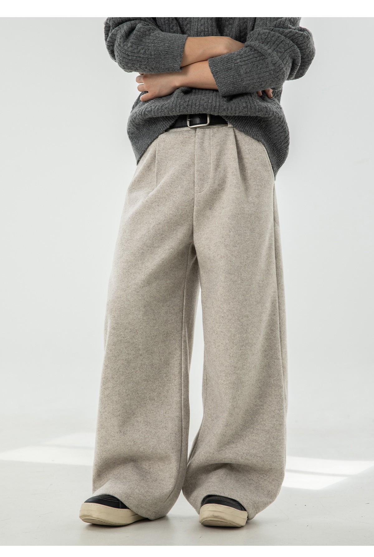 Men’s 360g Heavy Wool Blend Casual Straight Pants