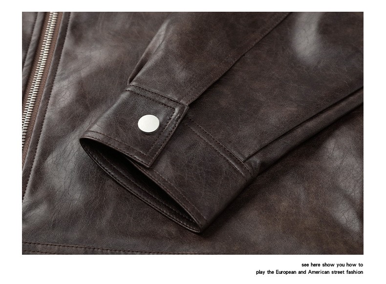 Retro PU Leather Aviator Biker Jacket for Men