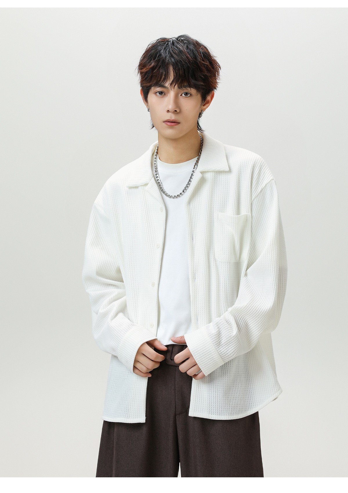 Retro Cuban Collar Long Sleeve Shirt Jacket Retro Cuban Collar Long Sleeve Shirt Jacket