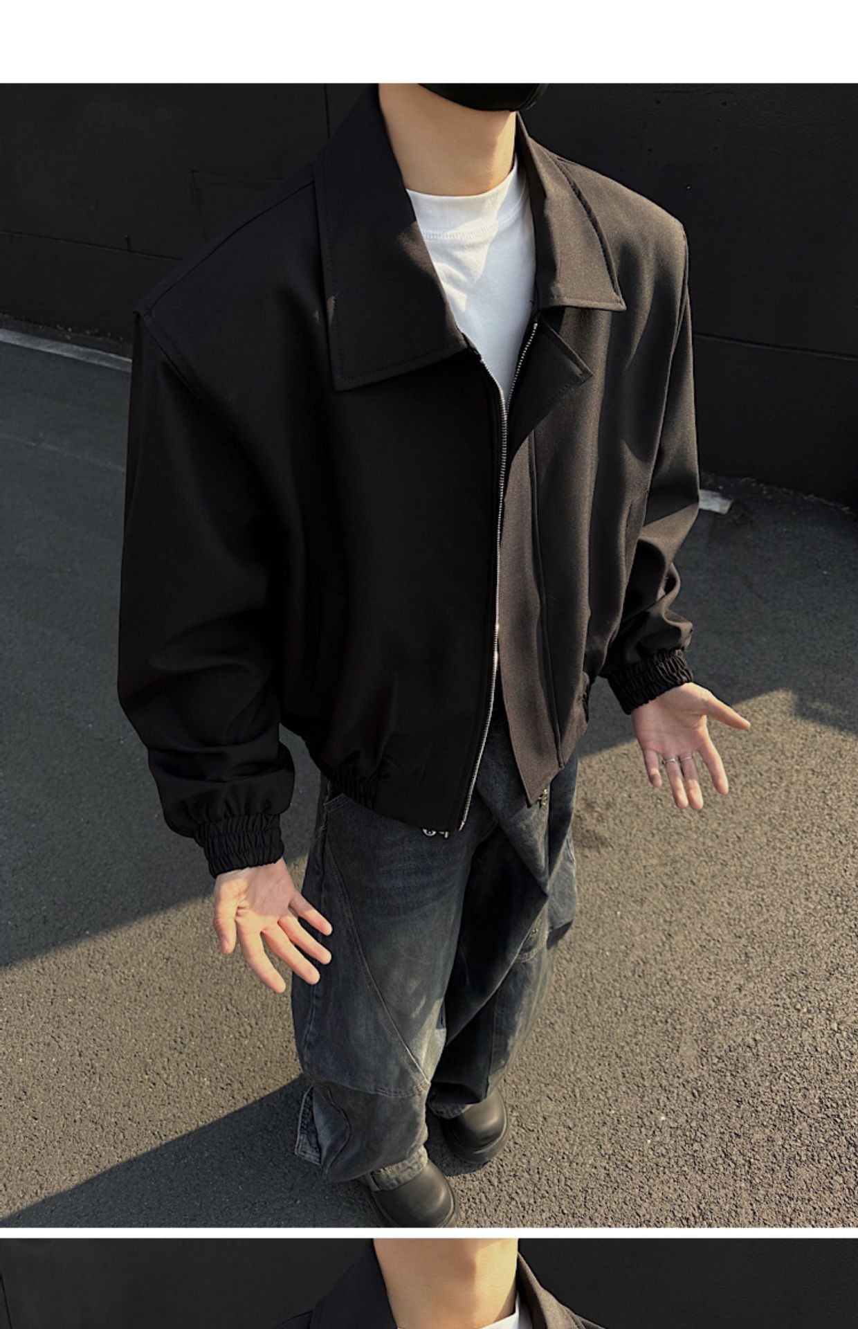 Men's Cleanfit Collared Shoulder-Pad Jacket Spring Autumn Men