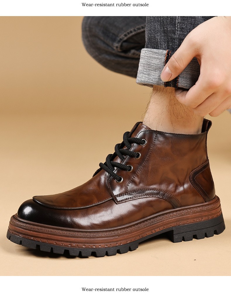 2025 Men’s Mid-Calf Insulated Fashion Leather Boots