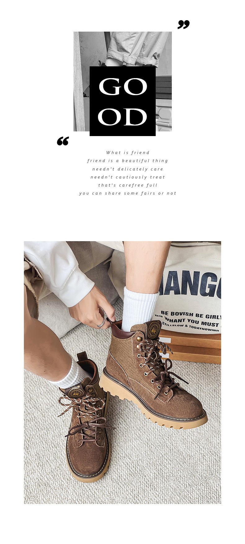 Unisex Classic Mid-Calf Leather Martin Boots