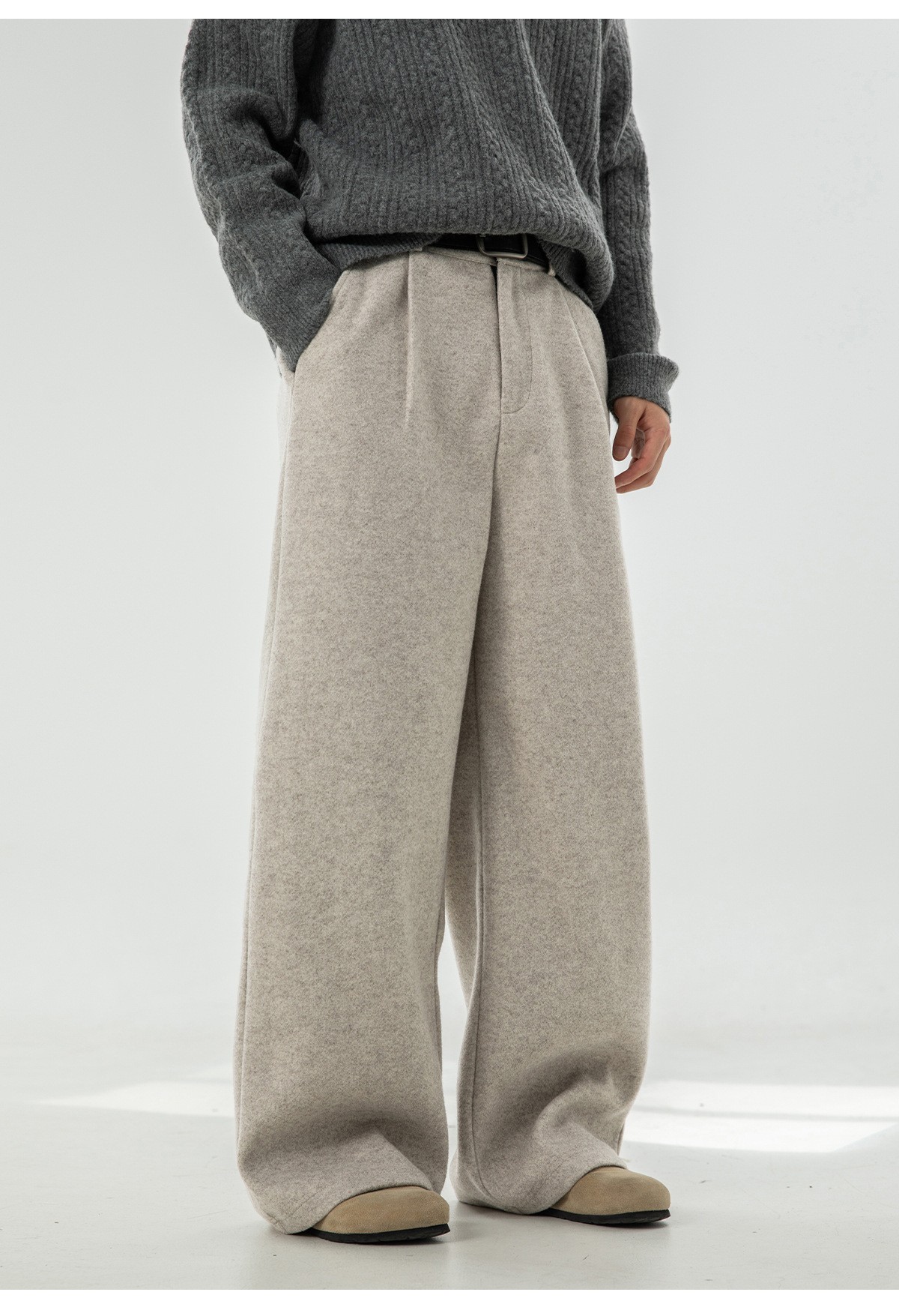 Men’s 360g Heavy Wool Blend Casual Straight Pants