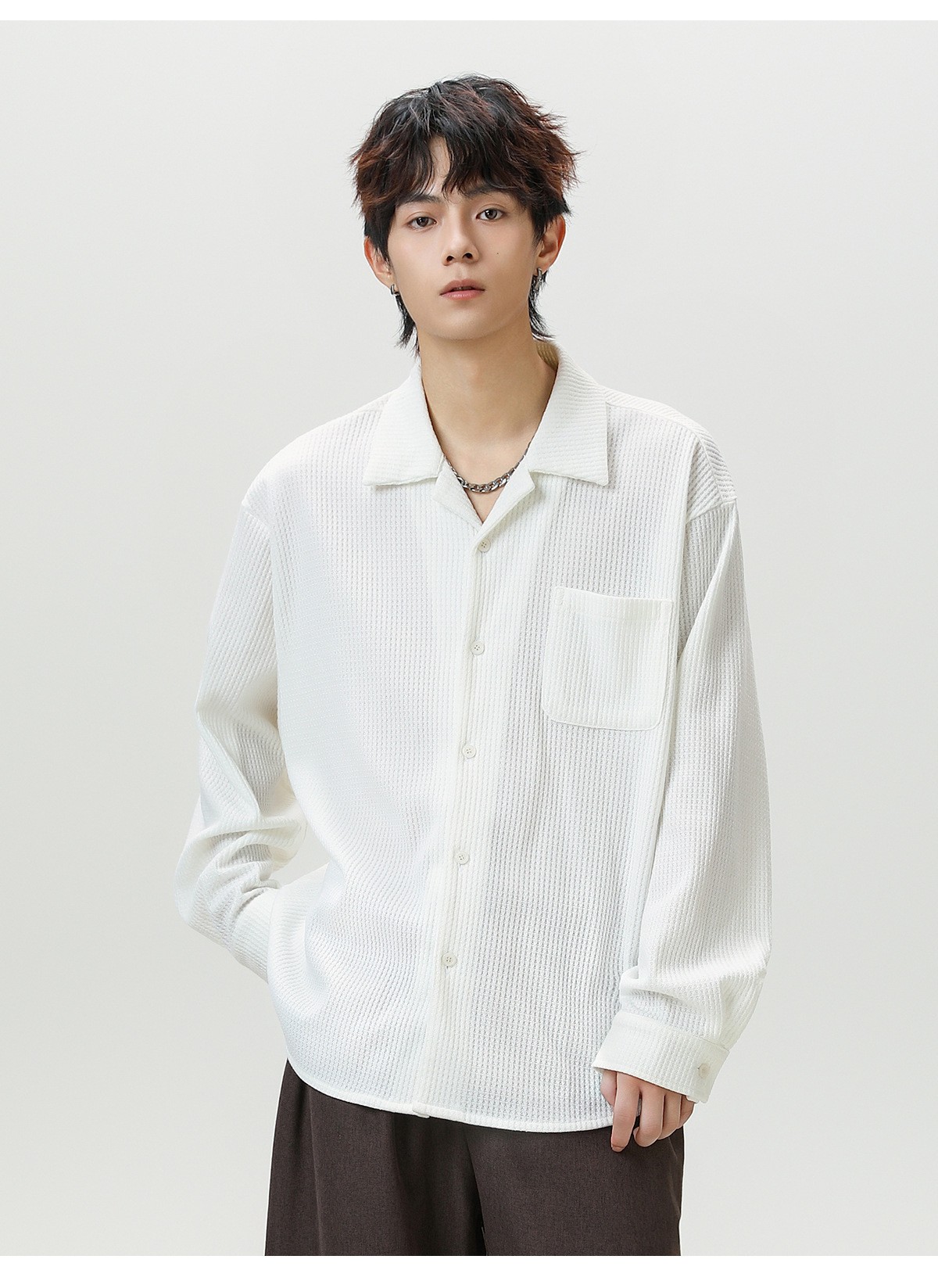 Retro Cuban Collar Long Sleeve Shirt Jacket Retro Cuban Collar Long Sleeve Shirt Jacket