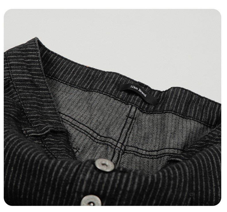 11KN Retro Straight-Leg Black Striped Denim Jeans 11KN Retro Straight-Leg Black Striped Denim Jeans