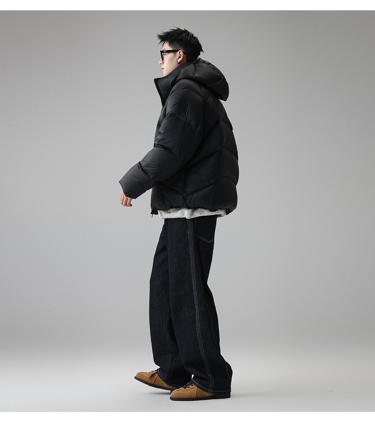 310g White Duck Down Windproof Hooded Winter Jacket 310g White Duck Down Windproof Hooded Winter Jacket