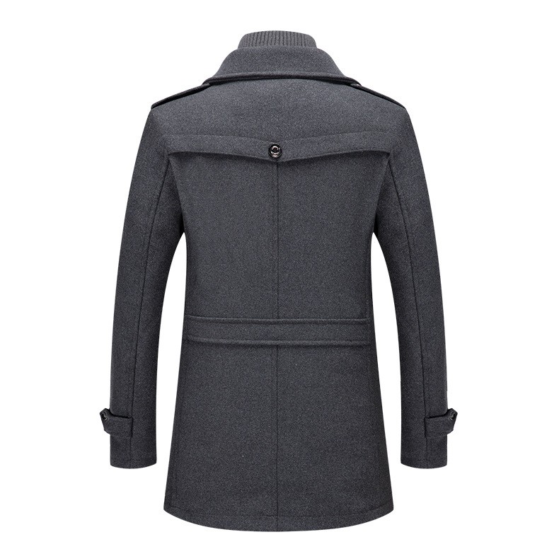 Men's Wool Blend Double Collar Business Overcoat Men