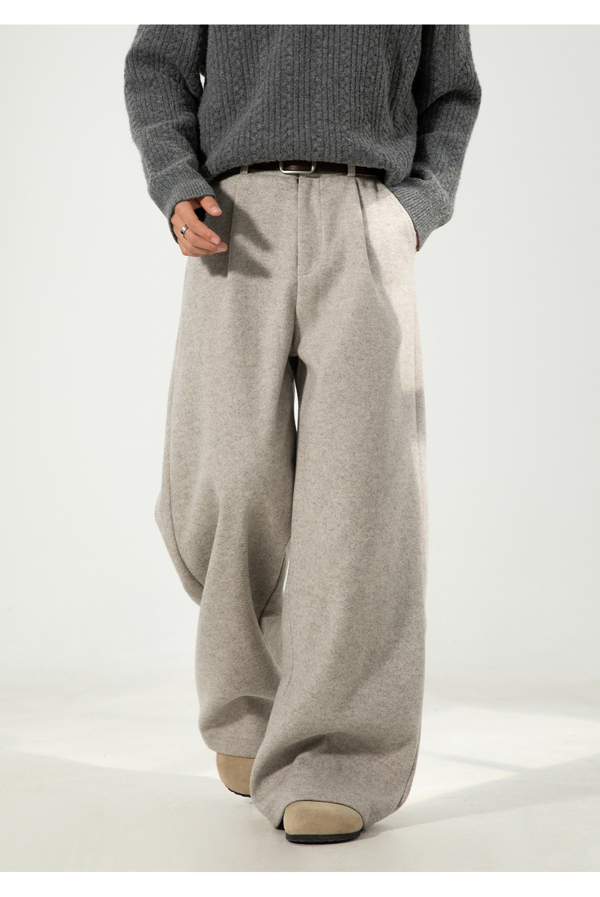 Men’s 360g Heavy Wool Blend Casual Straight Pants