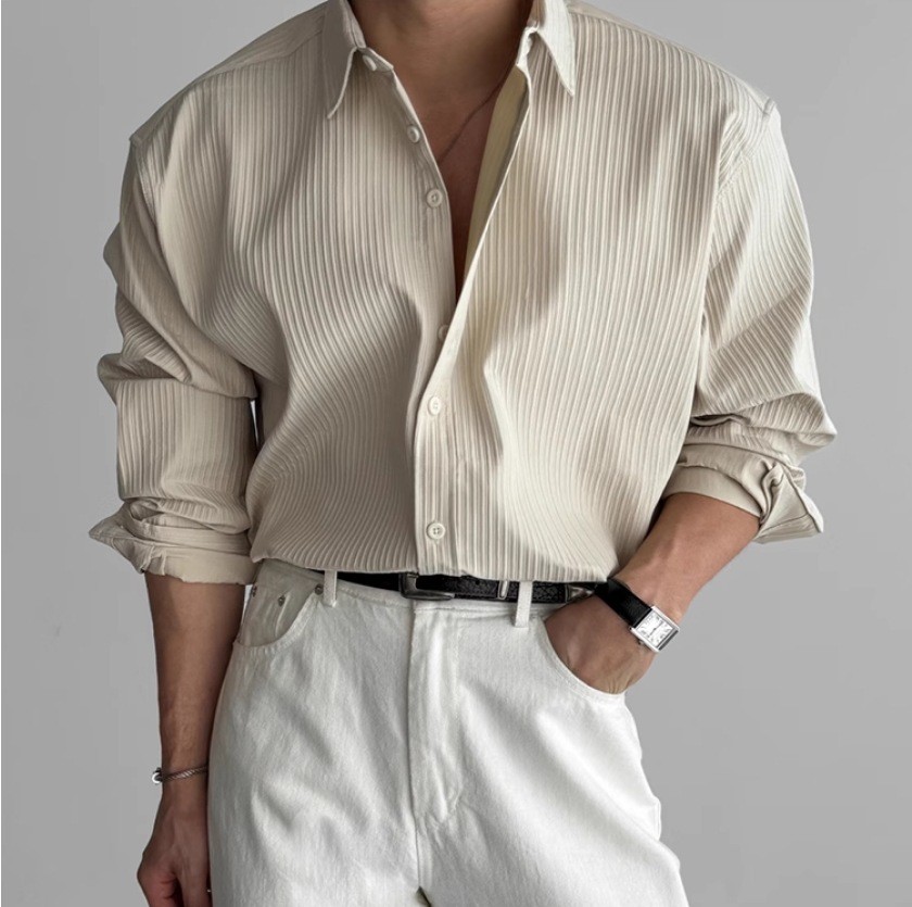 Premium Textured Long-Sleeve Casual Shirt for Men