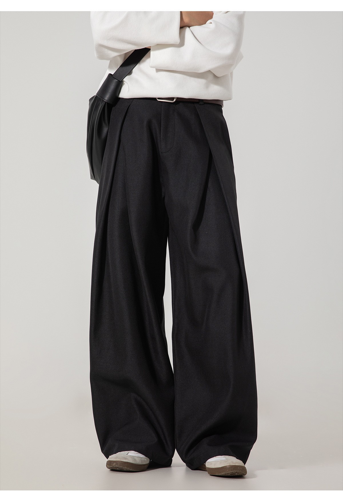 Men's Pleated Wide-Leg Casual Trousers for Autumn Men