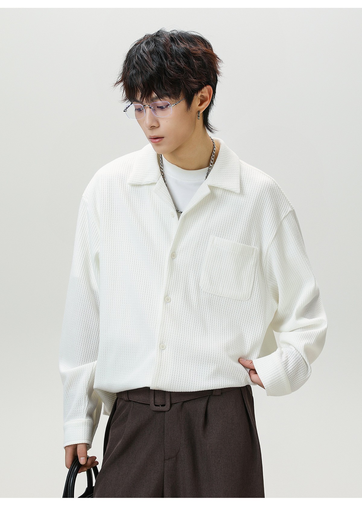 Retro Cuban Collar Long Sleeve Shirt Jacket Retro Cuban Collar Long Sleeve Shirt Jacket